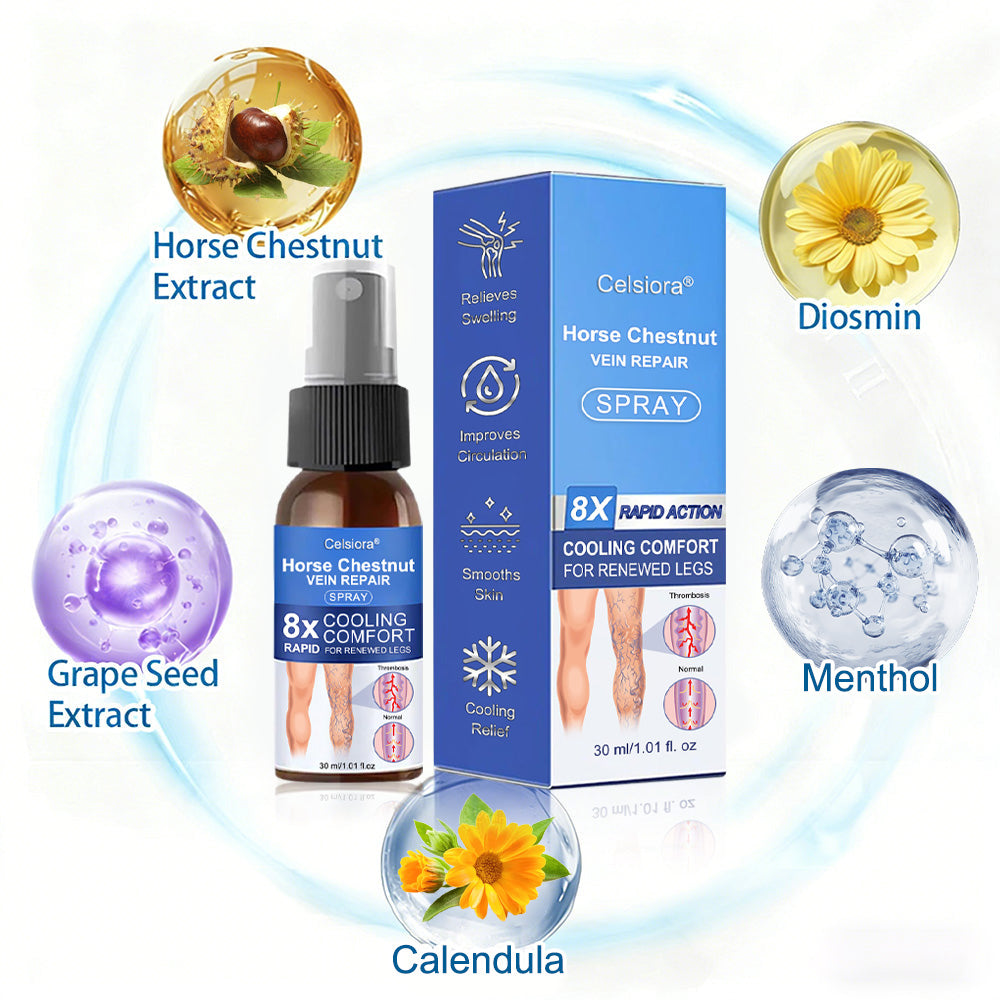 ✨💝Celsiora® Horse Chestnut Vein Repair Spray—Effectively treats varicose veins, venous insufficiency, ulcers, and thrombophlebitis. Rapidly alleviates leg aching and swelling by promoting healthy blood circulation