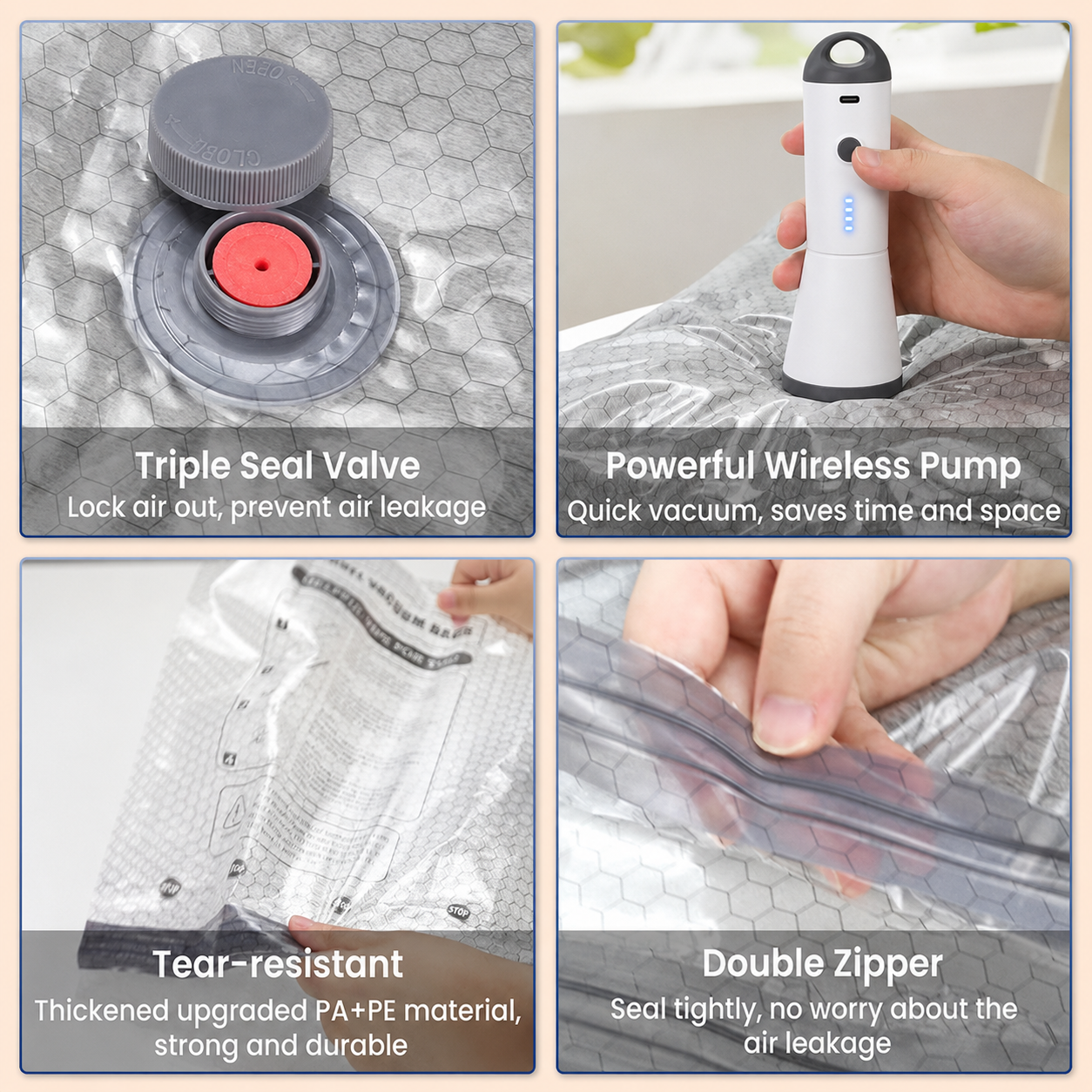 ✨💞50K+ SOLD!👵🧳  Cordless Vacuum Storage Set, 140L/min pump. Shrinks clothes, saves space. Waterproof & reusable. Holiday essential. 🎒