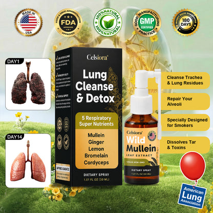 ✨💖FDA Approved|Celsiora® New Maximum Potency Mullein Spray (Helps relieve difficulty coughing up phlegm, shortness of breath, excessive mucus and lung infections)