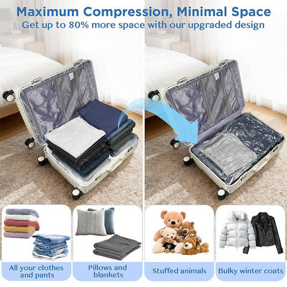 ✨💞50K+ SOLD!👵🧳  Cordless Vacuum Storage Set, 140L/min pump. Shrinks clothes, saves space. Waterproof & reusable. Holiday essential. 🎒