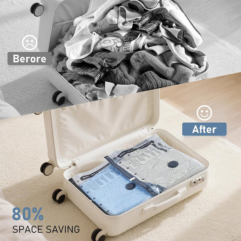 ✨🥳50K+ SOLD!👵🧳  Cordless Vacuum Storage Set, 140L/min pump. Shrinks clothes, saves space. Waterproof & reusable. Holiday essential. 🎒⚡