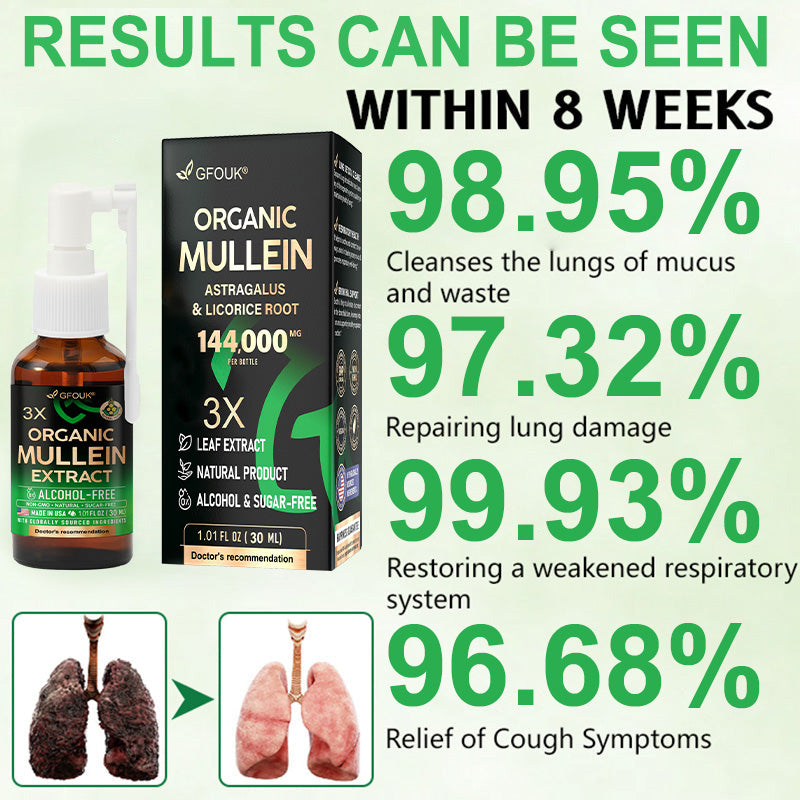 ✨💖GFOUK® 3X Concentrated Mullein Lung Cleanse Spray — Helps relieve difficulty coughing up phlegm, shortness of breath, excessive mucus, bronchitis, and lung infections