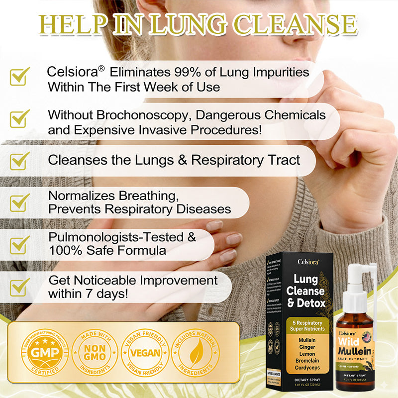 ✨💖FDA Approved|Celsiora® New Maximum Potency Mullein Spray (Helps relieve difficulty coughing up phlegm, shortness of breath, excessive mucus and lung infections)