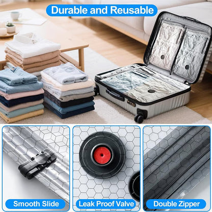 ✨💞50K+ SOLD!👵🧳  Cordless Vacuum Storage Set, 140L/min pump. Shrinks clothes, saves space. Waterproof & reusable. Holiday essential. 🎒