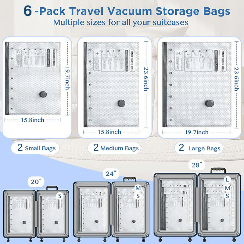 ✨💞50K+ SOLD!👵🧳  Cordless Vacuum Storage Set, 140L/min pump. Shrinks clothes, saves space. Waterproof & reusable. Holiday essential. 🎒