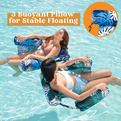 ✨🏖️Inflatable Pool Floating Chair 🌊Tropical Leaf Design, Ultra-Lightweight & Puncture-Resistant PVC ✨
